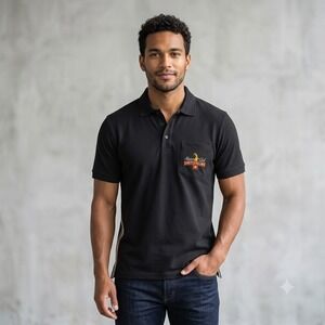 Alpine Club Switzerland Polo Shirt Men XL Black Embroidered Logo Pocket